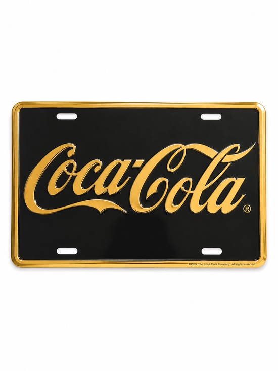 Coca-Cola Black Gold Novelty Collectible License Plate Sign Metal